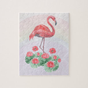 Quebra-cabeça Lírios cor-de-água do Flamingo cor-de-rosa