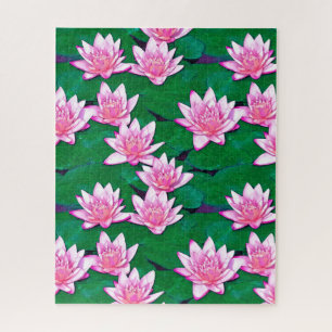 Quebra-cabeça Lírios de água cor-de-rosa em um lodo