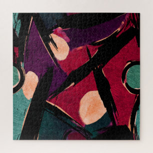 Quebra-cabeça Listras de Arco-Íris: Textura Abstrata de Acrílico