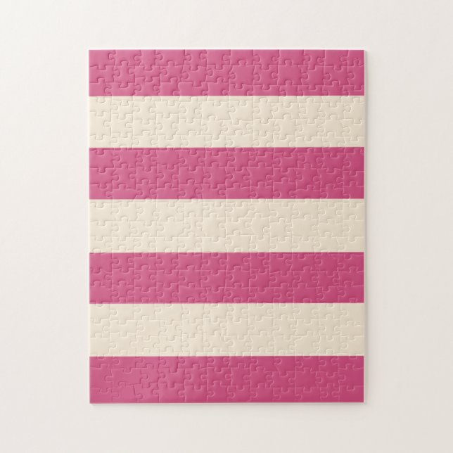 Quebra-cabeça Listras de Branco Antigo e Rosa Místico (Vertical)