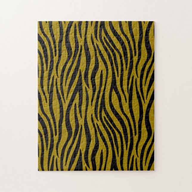 Quebra-cabeça Listras de Zebra em Safari Preto e Marrom (Vertical)