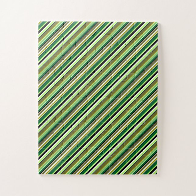 Quebra-cabeça Listras verdes brancas fofas (Vertical)