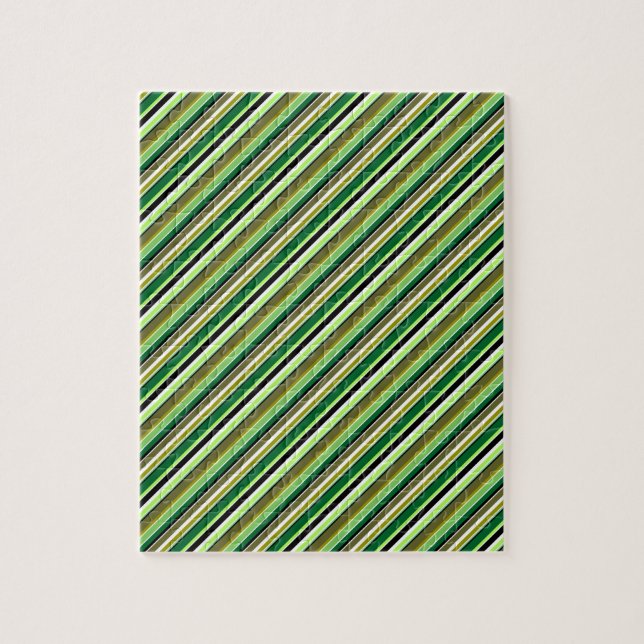 Quebra-cabeça Listras verdes brancas fofas (Vertical)