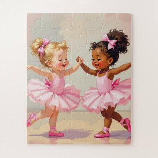 Quebra-cabeça Little Ballerinas Dancing Cute Illustration
