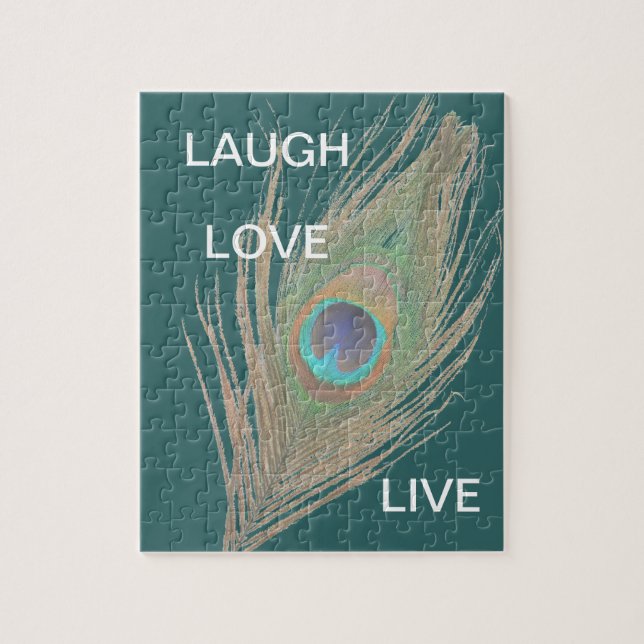 Quebra-cabeça Live,Laugh,Love Peacock Feather (Vertical)