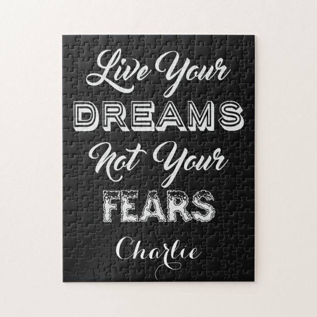 Quebra-cabeça Live Your Dreams nome personalizado e quebra-cabeç (Vertical)