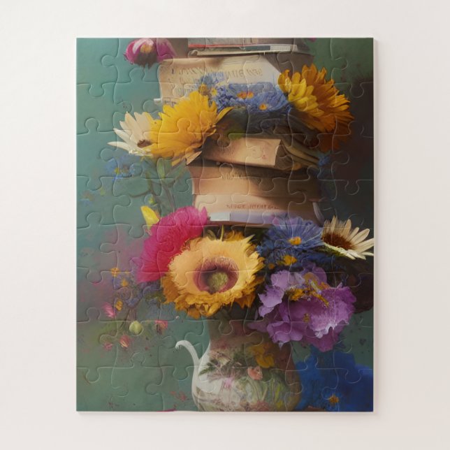 Quebra-cabeça Livros de abstrato e Flores (Vertical)
