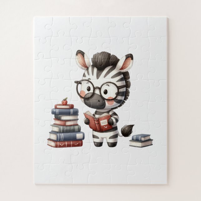 Quebra-cabeça Livros de Leitura da Zebra. (Vertical)