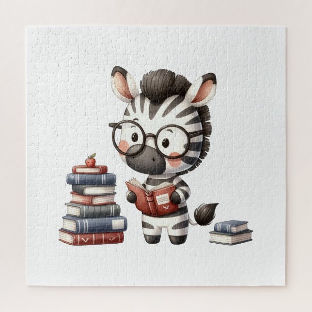 Quebra-cabeça Livros de Leitura da Zebra. (Vertical)