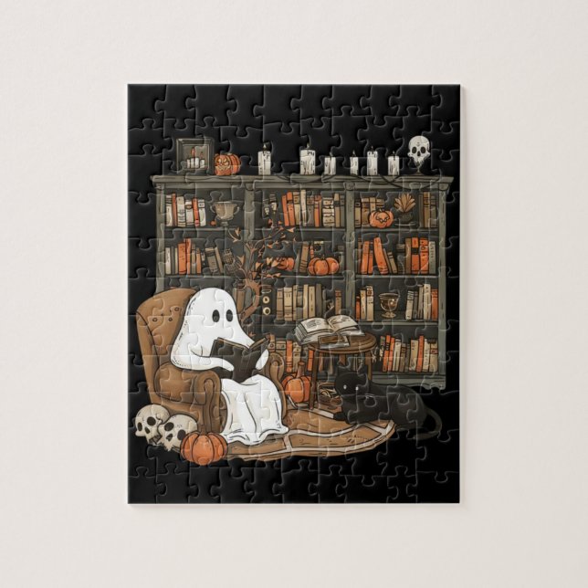 Quebra-cabeça Livros de Leitura de Fantasma Retrô, Fantasma Bibl (Vertical)