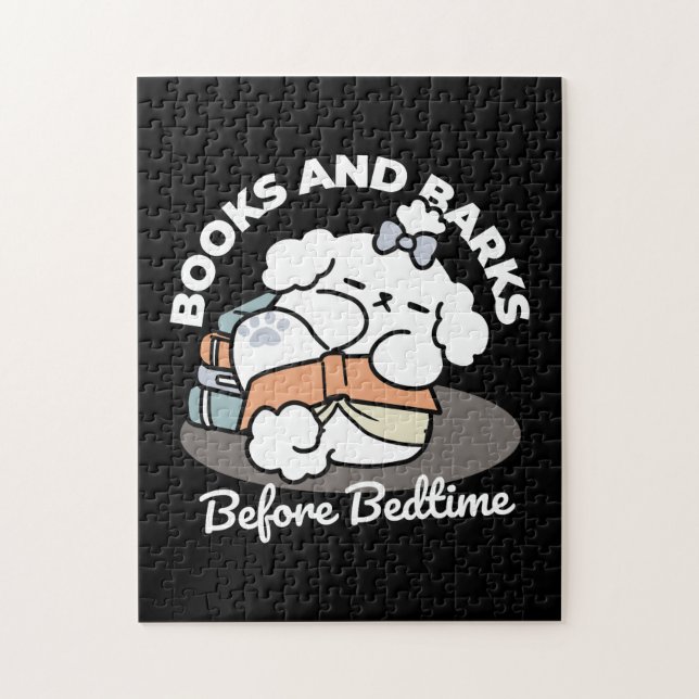 Quebra-cabeça Livros e Latidos - Design de Leitura de Cachorro S (Vertical)