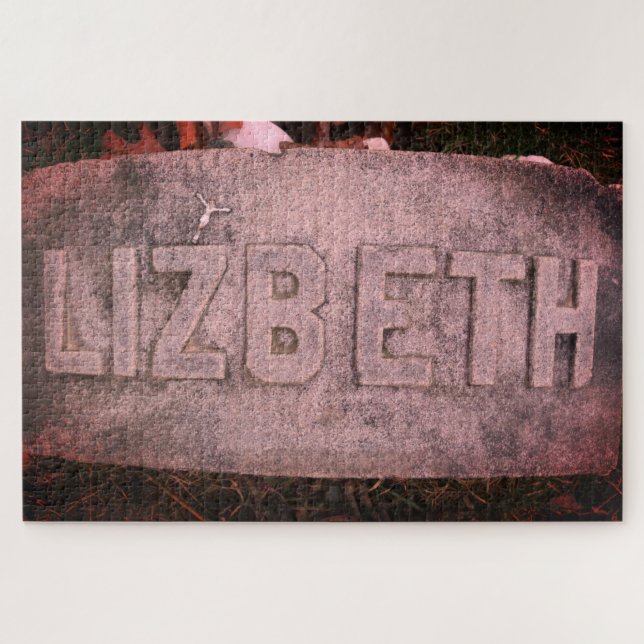 Quebra-cabeça Lizzie Borden Gravestone 'Lizbeth' Fall River, MÃE (Horizontal)