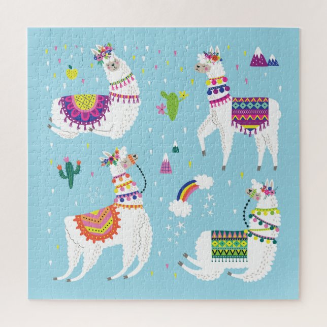 Quebra-cabeça Llama & Cactus: Conjunto de Vintagens Bonito (Vertical)