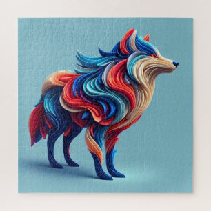 Quebra-cabeça Lobo-abstrato multicolor
