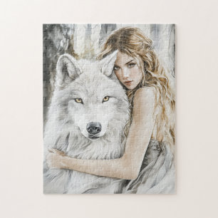 Quebra-cabeça Lobo Branco e Menina
