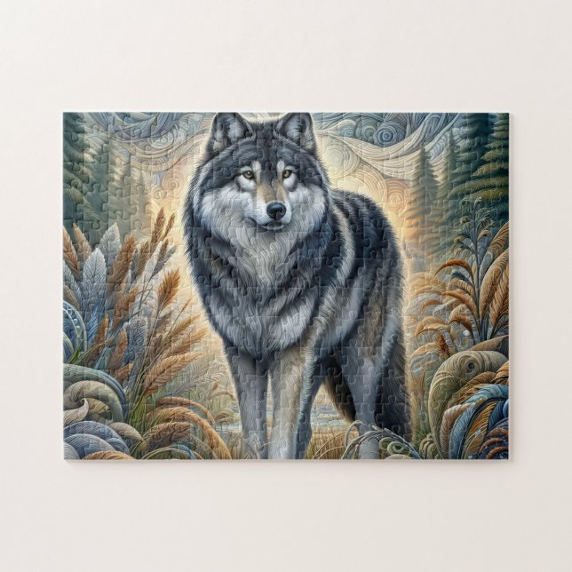 Quebra-cabeça Lobo Cinzento Majestoso (Horizontal)