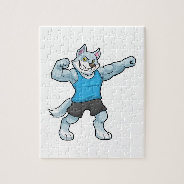 Quebra-cabeça Lobo como fisiculturista com grandes braços superi (Vertical)