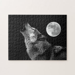 Quebra-cabeça Lobo das Cinzas solitários e Lua cheia