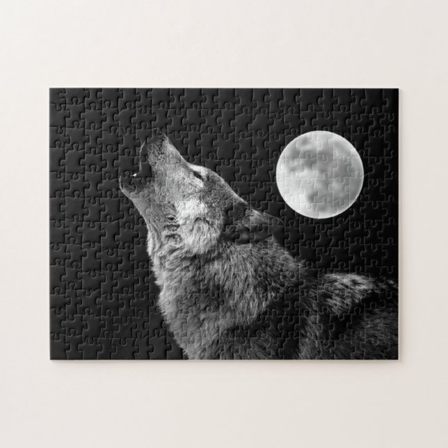 Quebra-cabeça Lobo das Cinzas solitários e Lua cheia (Horizontal)