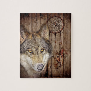 Quebra-cabeça Lobo ideal ocidental do indiano do nativo