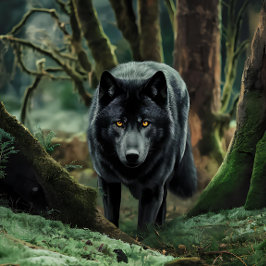 Quebra-cabeça Lobo Negro Emerge Da Floresta