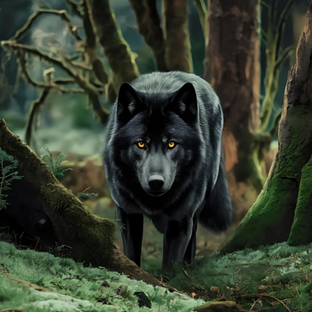 Quebra-cabeça Lobo Negro Emerge Da Floresta (Criador carregado)