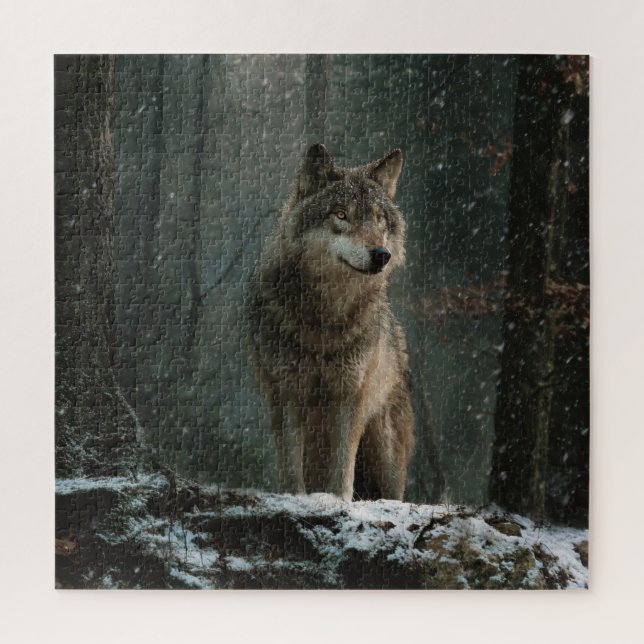 Quebra-cabeça Lobo no Inverno (Vertical)
