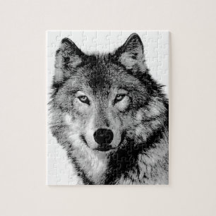 Quebra-cabeça Lobo Preto e Branco