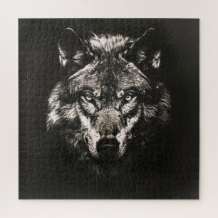 Quebra-cabeça Lobo Selvagem Monocromático Majestoso