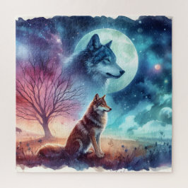 Quebra-cabeça Lobos ao Luar Noite Espiritual