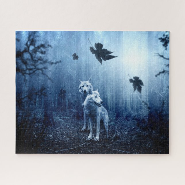 Quebra-cabeça Lobos na Floresta no amanhecer (Horizontal)