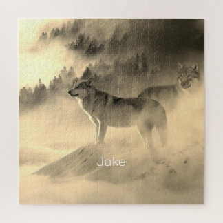 Quebra-cabeça lobos no nascer do sol