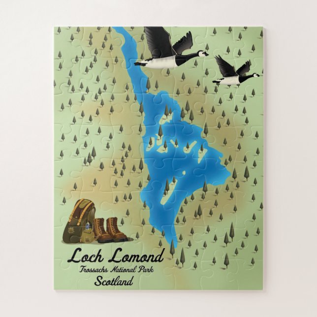 Quebra-cabeça Loch Lomond, Trossachs, mapa da Escócia (Vertical)
