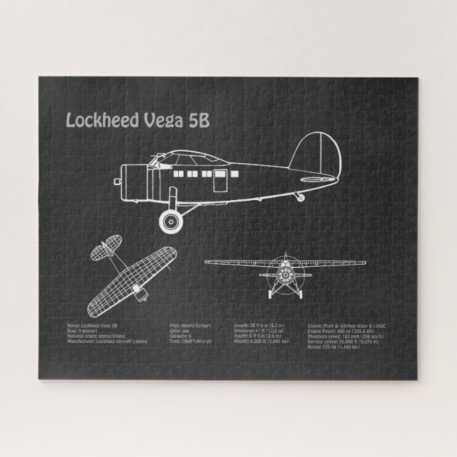 Quebra-cabeça Lockheed Vega 5B - Planos de avião PD (Horizontal)
