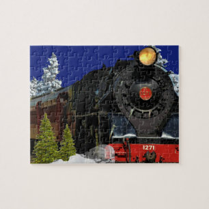 Quebra-cabeça Locomotiva a Vapor/Trem no Puzzle de Inverno