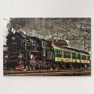 Quebra-cabeça Locomotiva do trem a vapor #03 Jigsera Quebra-cabe