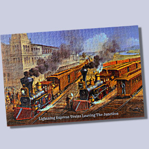 Quebra-cabeça Locomotivas de Maquinaria de Vintage americana a v