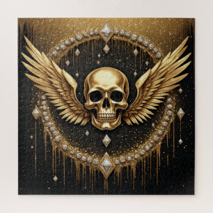 Quebra-cabeça 💎 Logotipo de Asas de Caveira Gótica para Present