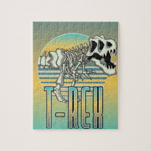 Quebra-cabeça logotipo de desenho animado T-REX