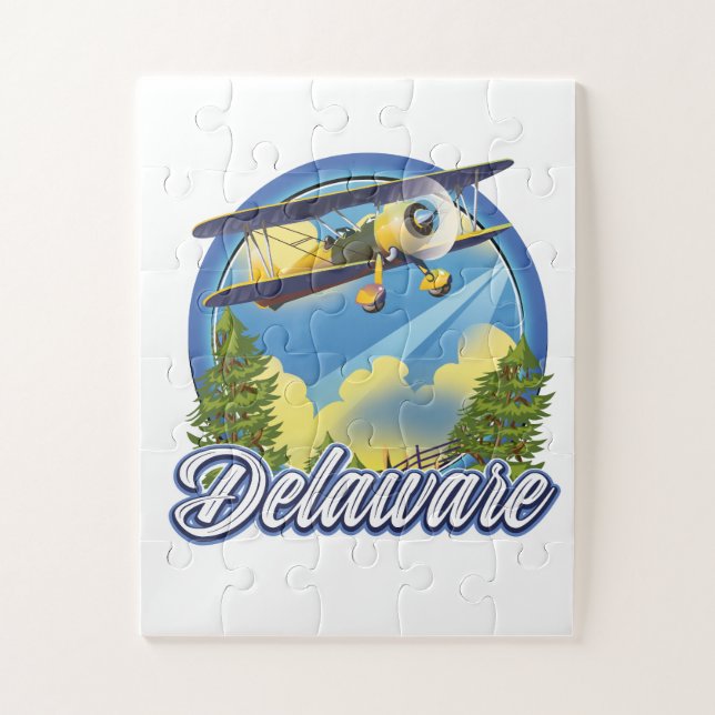 Quebra-cabeça logotipo de viagem de Delaware (Vertical)