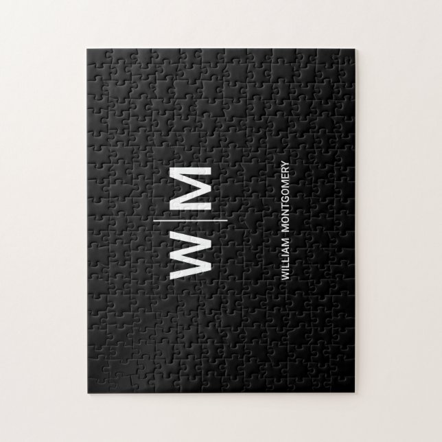 Quebra-cabeça Logotipo preto | Empresa empresarial (Vertical)