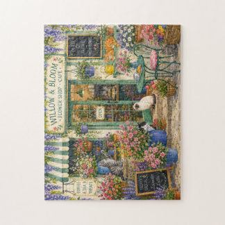 Quebra-cabeça Loja de Flores Aconchegante Café Gatos Jogo Quebra