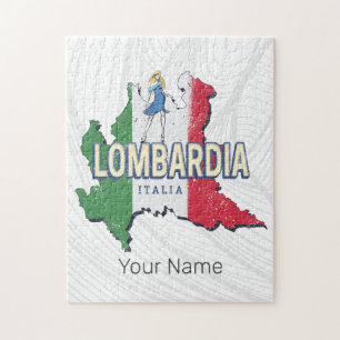 Quebra-cabeça Lombardia Itália Retro Região Mapa Vintage Souveni