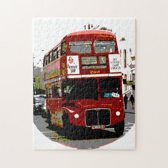 Quebra-cabeça London Red Bus Art Viagem (Vertical)