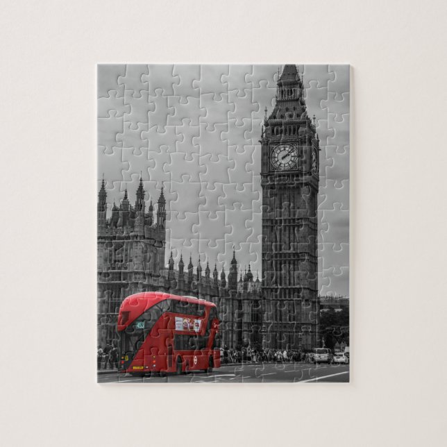 Quebra-cabeça London Red Bus e o Big Ben Art Viagem (Vertical)