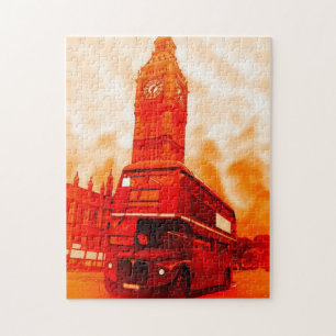 Quebra-cabeça London Red Bus e o Viagem Big Ben Art