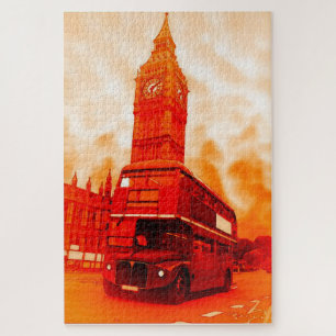 Quebra-cabeça London Red Bus e o Viagem Big Ben Art
