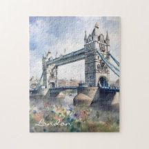 London Tower Bridge Viagem Watercolor