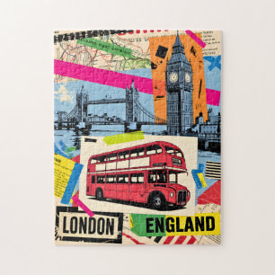 Quebra-cabeça Londres Inglaterra Arte Pop Retro Ônibus Viagens