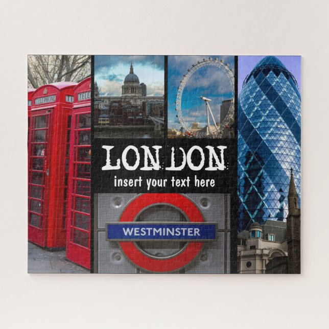 Quebra-cabeça Londres, visualizações, com mensagem personalizada (Horizontal)